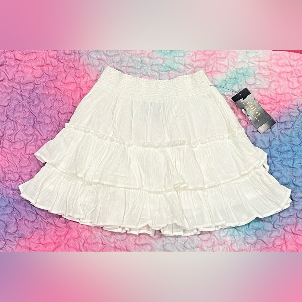 Ralph Lauren Cream Tiered Skater Skirt